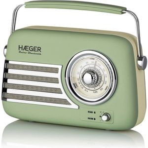 Haeger - RB-GRE.001A - Draagbare Radio - Retro - Bluetooth, FM, USB, AUX, 12 uur autonomie
