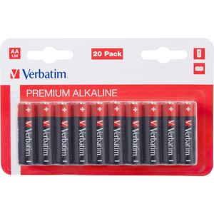Verbatim Batterij Alkaline, Mignon, AA, LR06, 1.5V Premium, Retail-blisterverpakking (20-pack)