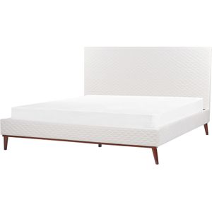 Beliani BAYONNE - Tweepersoonsbed - Wit - 180 x 200 cm - Fluweel