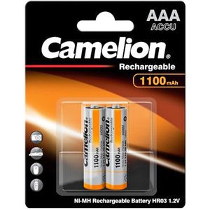 AAA, Micro, LR03, HR04, NiMH-batterij met maximaal 1100 mAh in een blisterverpakking van twee, afmet