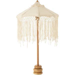 J-Line parasol Lang Franjes - hout - wit