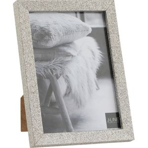 J-Line Fotolijst - Fotokader 13X18 Glitter Hout Zilver Medium - 4 stuks