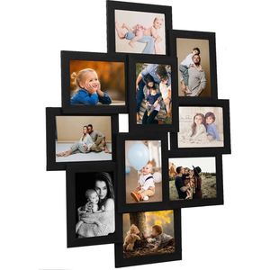 vidaXL - Fotolijst - voor - 10x(13x18 - cm) - foto - MDF - zwart