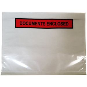 1000 Paklijstenveloppen A5 225x165mm Documents Enclosed PP