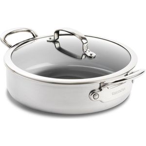 GreenPan Premiere Hapjespan met deksel en 2 handvaten - Ø 26 cm/3.8L - RVS - Inductie