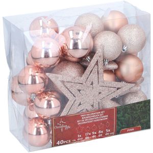 Kerstballen Set Roze 40 Stuks