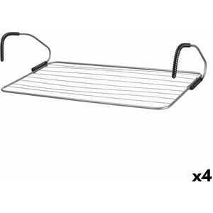 Waslijn Zwart Zilverkleurig 105 x 3 x 54 cm Balkon (4 Stuks)