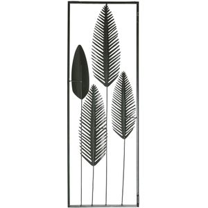 Wanddecoratie Goud/Zilver Metalen Bladvorm met Frame 31x4x90 Modern Desig - Trend - Woonkame - Hal