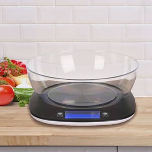 Digitale keukenweegschaal met kom van kunststof zwart max 5 kilo