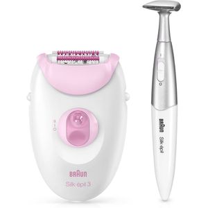 Braun Silk-épil 3 - SE3-321 - Epilator (20 pincetten) met massagerollers + bikini trimmer - Roze