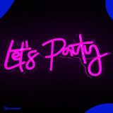 Neon Lamp - Let's Party Roze - Incl. Ophanghaakjes - Neon Sign - Neon Verlichting - Neon Led Lamp - Wandlamp