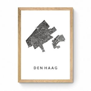 Kunst In Kaart Den Haag Stadskaart - Ingelijst - Eiken