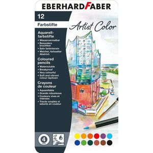 12 Aquarelpotloden Eberhard Faber in bliketui