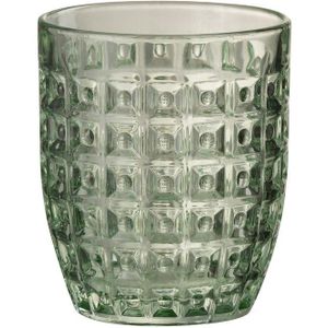 J-Line drinkglas Motief - glas - groen - 4 stuks