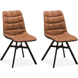 MX Sofa Eetkamerstoel Nynke - Cognac (set van 2 stoelen)