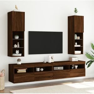 Tv-meubels met LED-verlichting 2 st 30,5x30x102 cm bruineiken