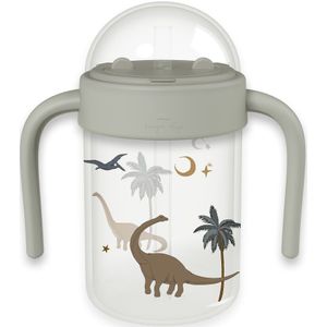 Konges Sløjd Drinkbeker baby met rietje - Handvat - 330 ml - Dino