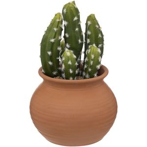 Atmosphera Kunstplant Alicante - Cactus met pot - Ø17x8cm - Groen Donkergroen