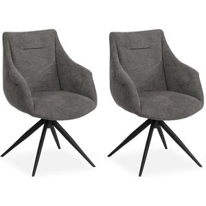 MX Sofa - Colin – Eetkamerstoelen – Antraciet – Set van 2