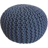 SVJ Poef Rond - 55 x 55 x 37 cm - Katoen - Blauw