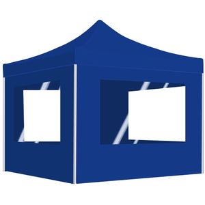 Partytent inklapbaar met wanden 3x3 m aluminium blauw