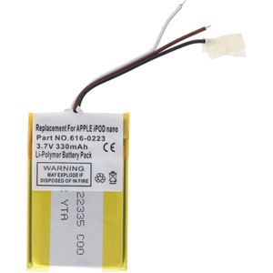 AccuCell-batterij geschikt voor Apple iPOD nano, 616-0223, 330mAh