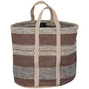 PTMD Toccara Brown jute round basket lines pattern L