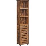 Houten badkamerkast vintage - 40 x 30 x 167 cm - bruin