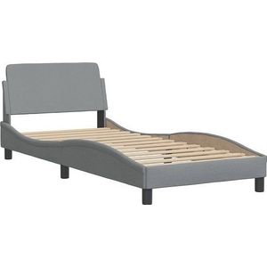 vidaXL - Bedframe - met - hoofdbord - stof - lichtgrijs - 90x190 - cm