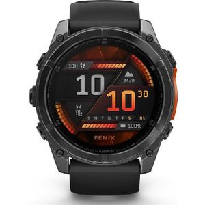 Garmin fenix 8 - 51mm - AMOLED Multisport Smartwatch - 100+ sport-apps - LED Zaklamp - Microfoon en speaker - 10ATM Waterdicht - tot 29 dagen batterij - Donkergrijs/zwart