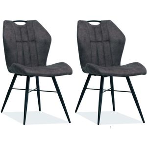 MX Sofa Eetkamerstoel Scala luxor kleur: Antraciet (set van 2 stoelen)