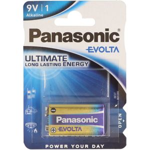 Panasonic Evolta 9V blok, alkaline batterij, 9V batterij ideaal voor rookmelders, afstandsbedieninge