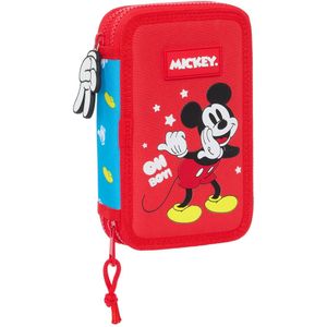 Dubbele etui Mickey Mouse Clubhouse Fantastic Blauw Rood 12.5 x 19.5 x 4 cm (28 Onderdelen)