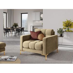 Micadoni  Fluwelen fauteuil "Mamaia" 1 zits - Beige / Goud