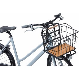 Fietsmand MIK Basil Nordland - voorop en/of achterop 23 liter 40 x 32 x 30 cm - zwart/natural bruin