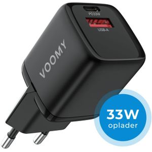 Voomy M40 Snellader 33W USB A & USB C Zwart - Geen