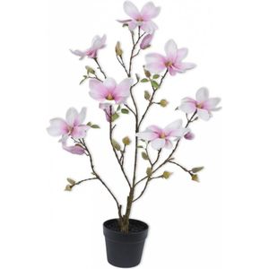 Silk-ka Kunstplant Magnolia Boompje Zijde Roze 88 cm