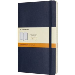 Moleskine Notebook Large gelinieerd Soft Cover - Safier blauw / 13 x 21 cm / Papier, 70 gsm, zuurvrij, ivoorkleurig