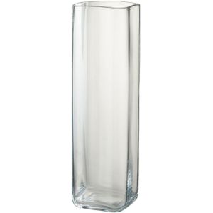 J-Line vaas Recht Vierkant - glas - transparant -medium - 42.00 cm hoog