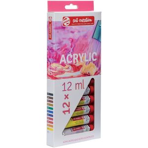 Talens Art Creation acrylverf tube van 12 ml, set van 12 tubes in geassorteerde kleuren