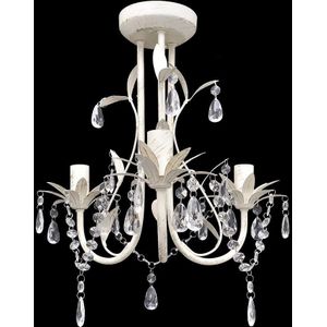 Kristallen Kroonluchter met Wit Elegant Design (3 Lampen)