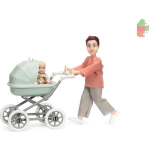Lundby Set - Speelfiguur Man Met Kinderwagen En Baby
