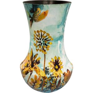 Ter Steege Vase Metall Azurblau-Mehrfarbig D 27 cm H 42 cm