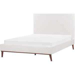 Beliani BAYONNE - Tweepersoonsbed - Wit - 140 x 200 cm - Fluweel