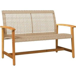 vidaXL - Tuinbank - 112 - cm - poly - rattan - en - acaciahout - beige