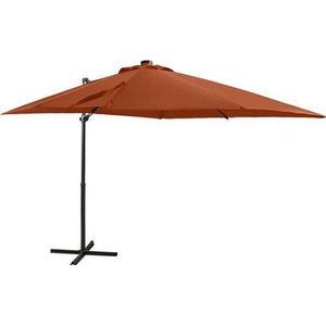 vidaXL - Zweefparasol - met - paal - en - LED-verlichting - 250 - cm - terracottakleur