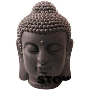 stonE'lite - Boeddha hoofd M 42 cm zwart Fiberclay