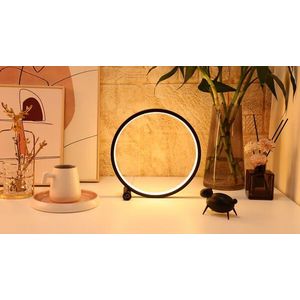 DesignNest Round Table Lamps-sHeng Touch - Tafellamp - Bureaulamp - Nachtlamp - Rond - 25 cm - dimbaar - Zwart