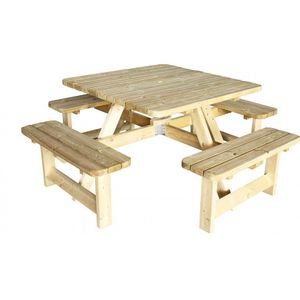 Vierkante picknicktafel - afm. 220 x 220  - geimpregneerd grenen Stuk(s)