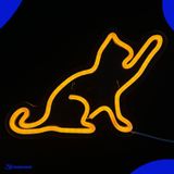 Neon Lamp - Kat Oranje - Incl. Ophanghaakjes - Neon Sign - Neon Verlichting - Neon Led Lamp - Wandlamp